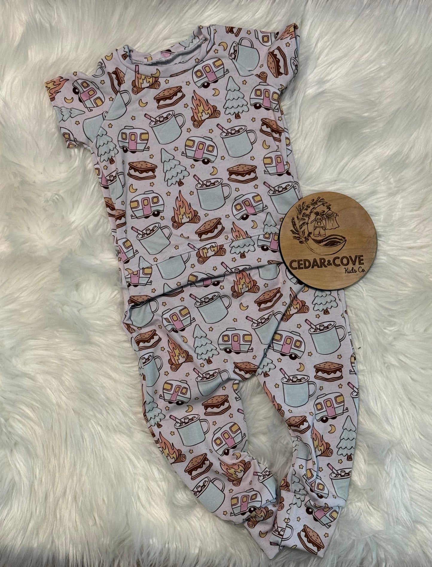 Pink Camping Envelope Romper