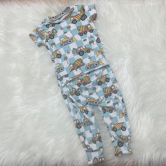 Checkered Trucks envelope romper