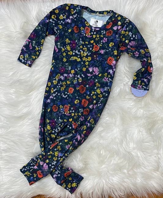 Navy floral envelope romper