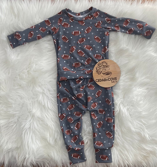 Blue football romper