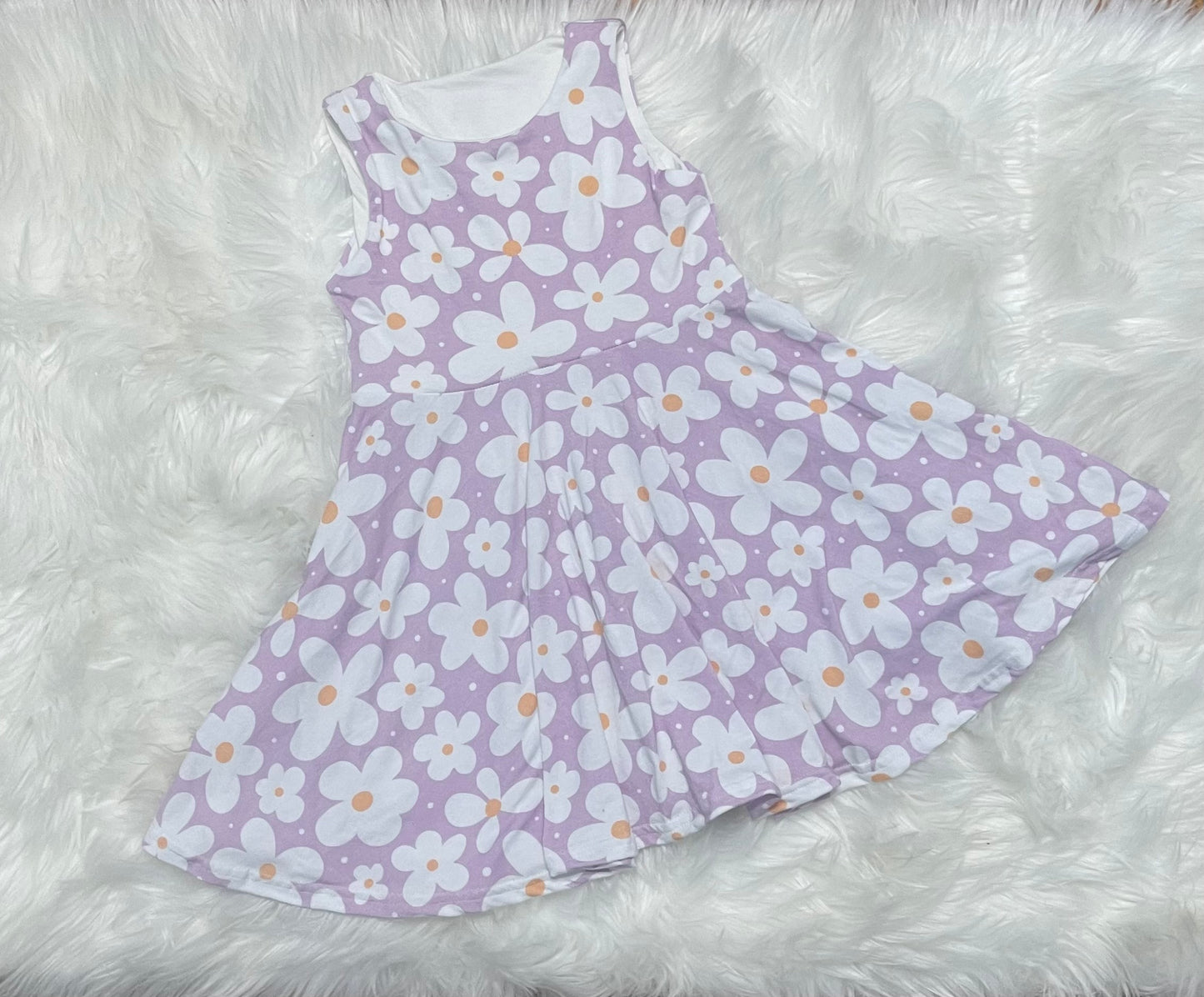 Purple floral bamboo twirl dress