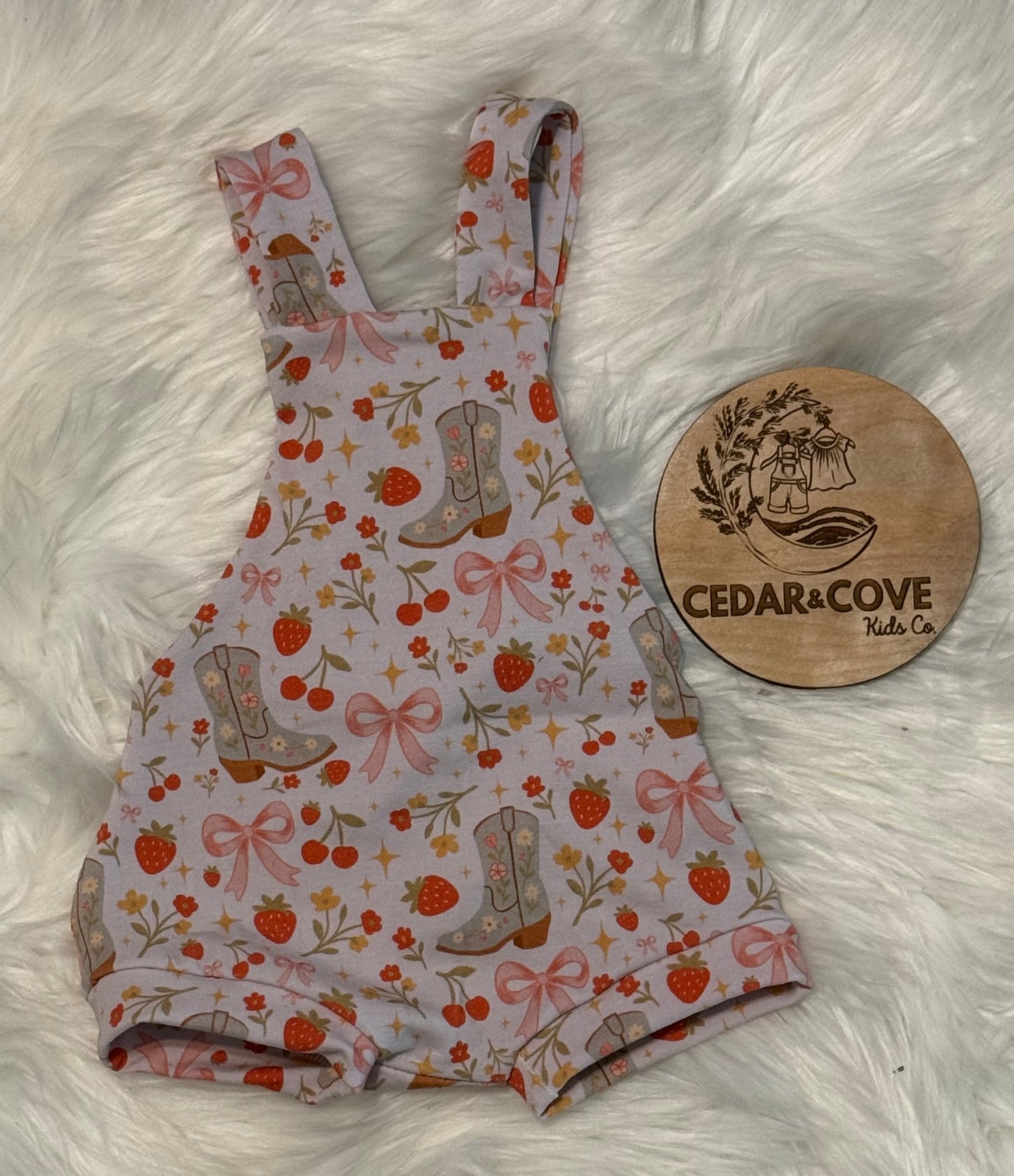 Strawberry Boots bamboo overall romper