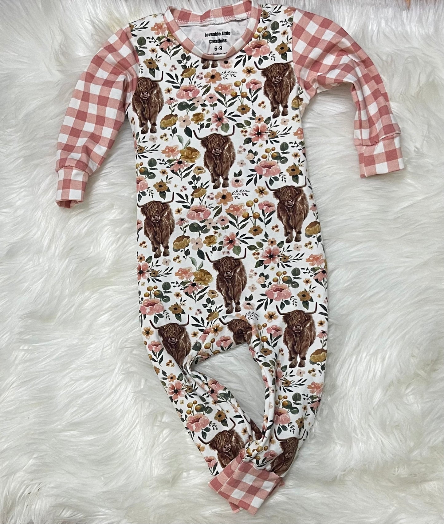 Highland cow envelope romper