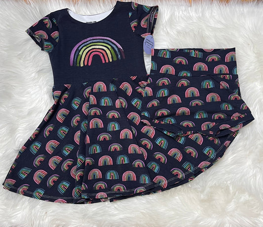 Rainbow panel twirl dress set