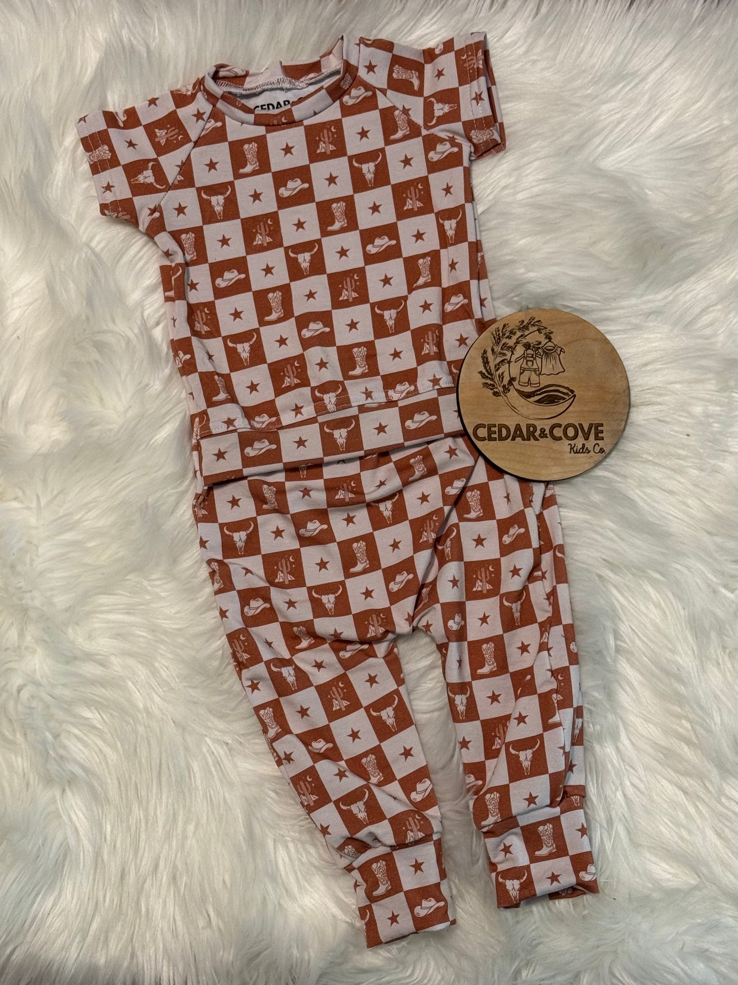 Brown Western Envelope Romper