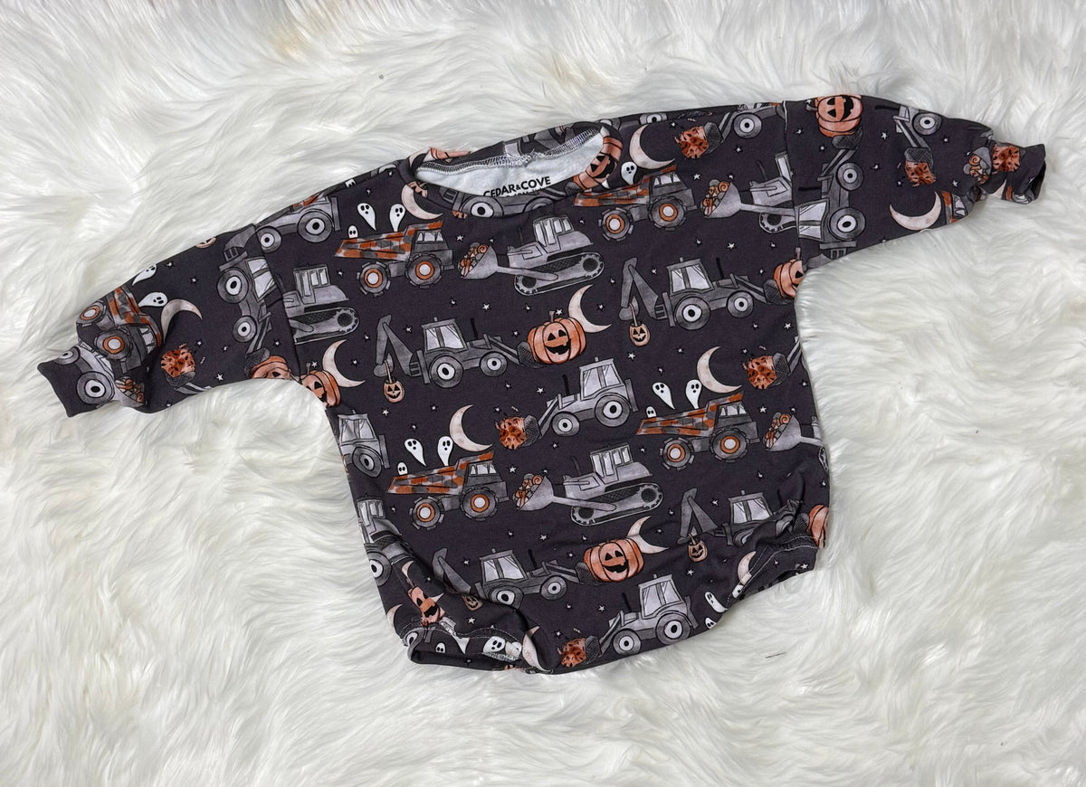 Halloween Construction Truck Sweatshirt Romper