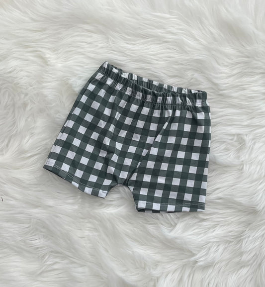 Green gingham boy shorts