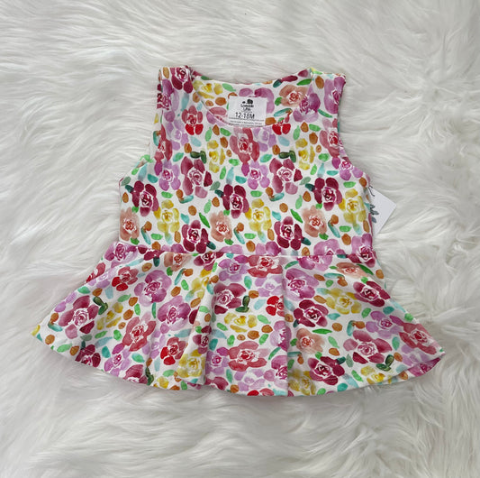 Watercolor floral peplum shirt