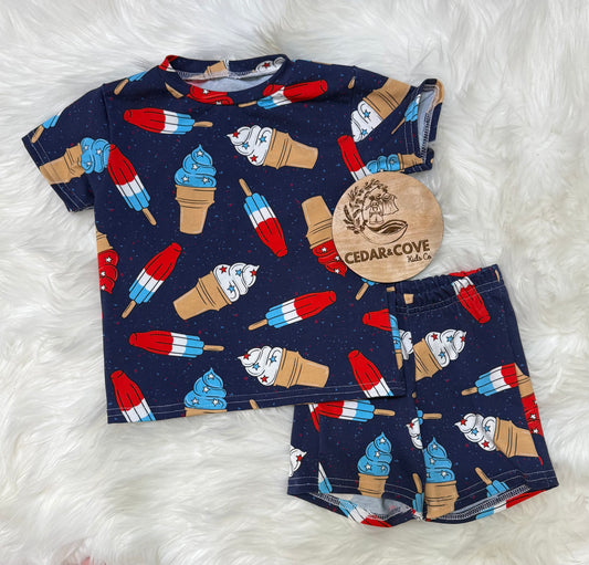 Patriotic Icecream lounge set (12-18M, 2T, & 4T only)