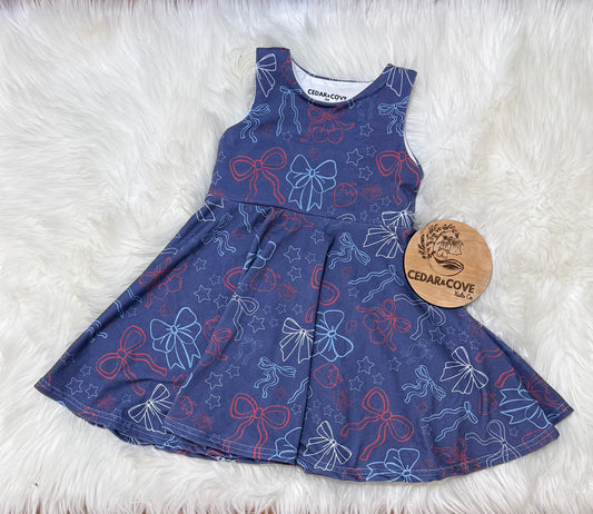 Patriotic Bows twirl dress