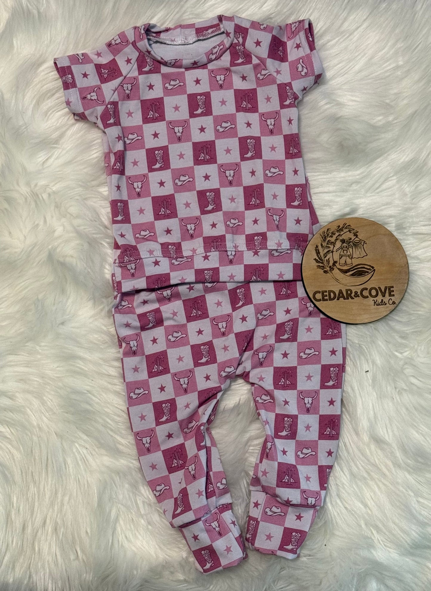 Pink Western Envelope Romper