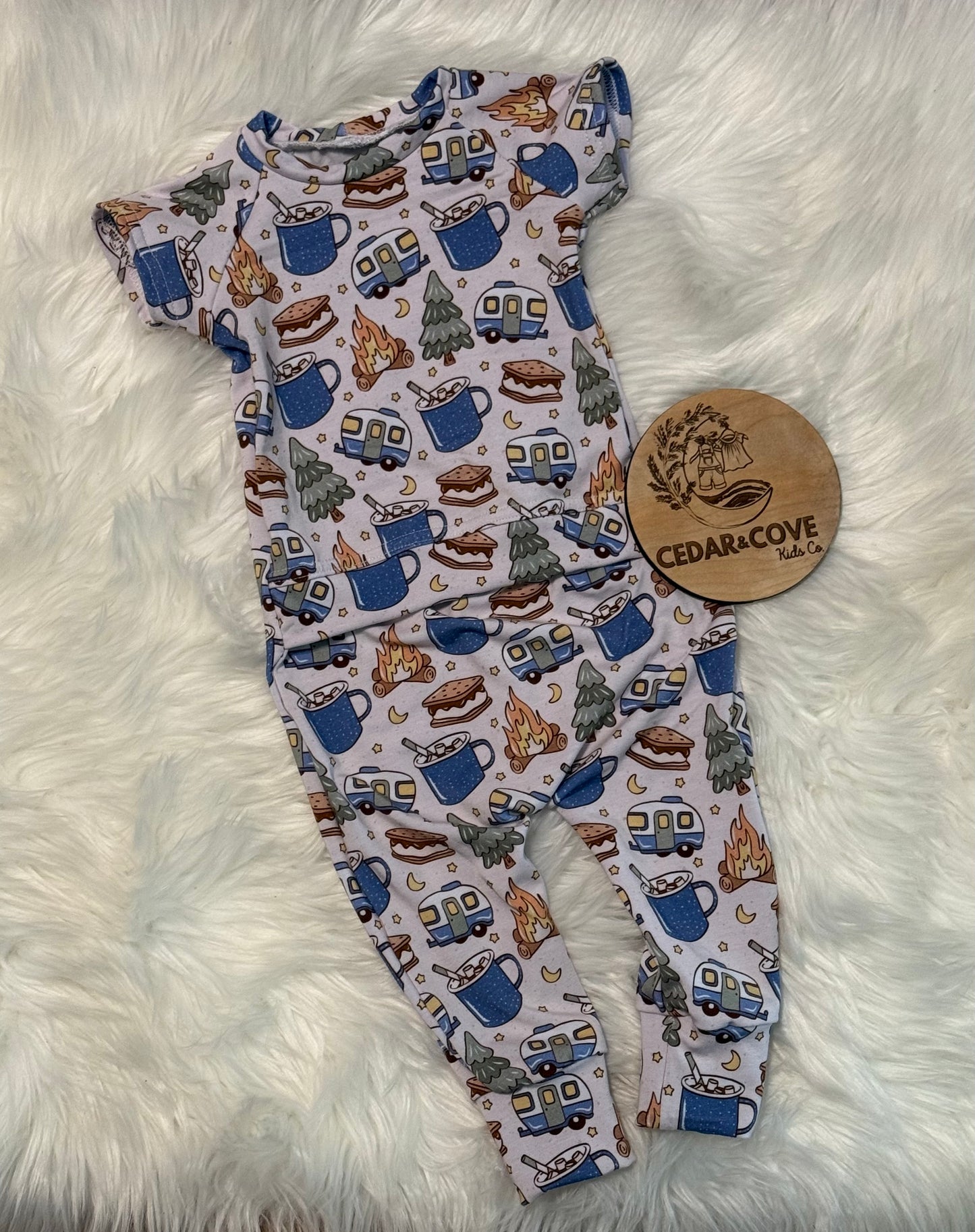 Blue Camping Envelope Romper