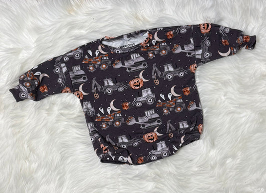 Halloween Construction Truck Sweatshirt Romper