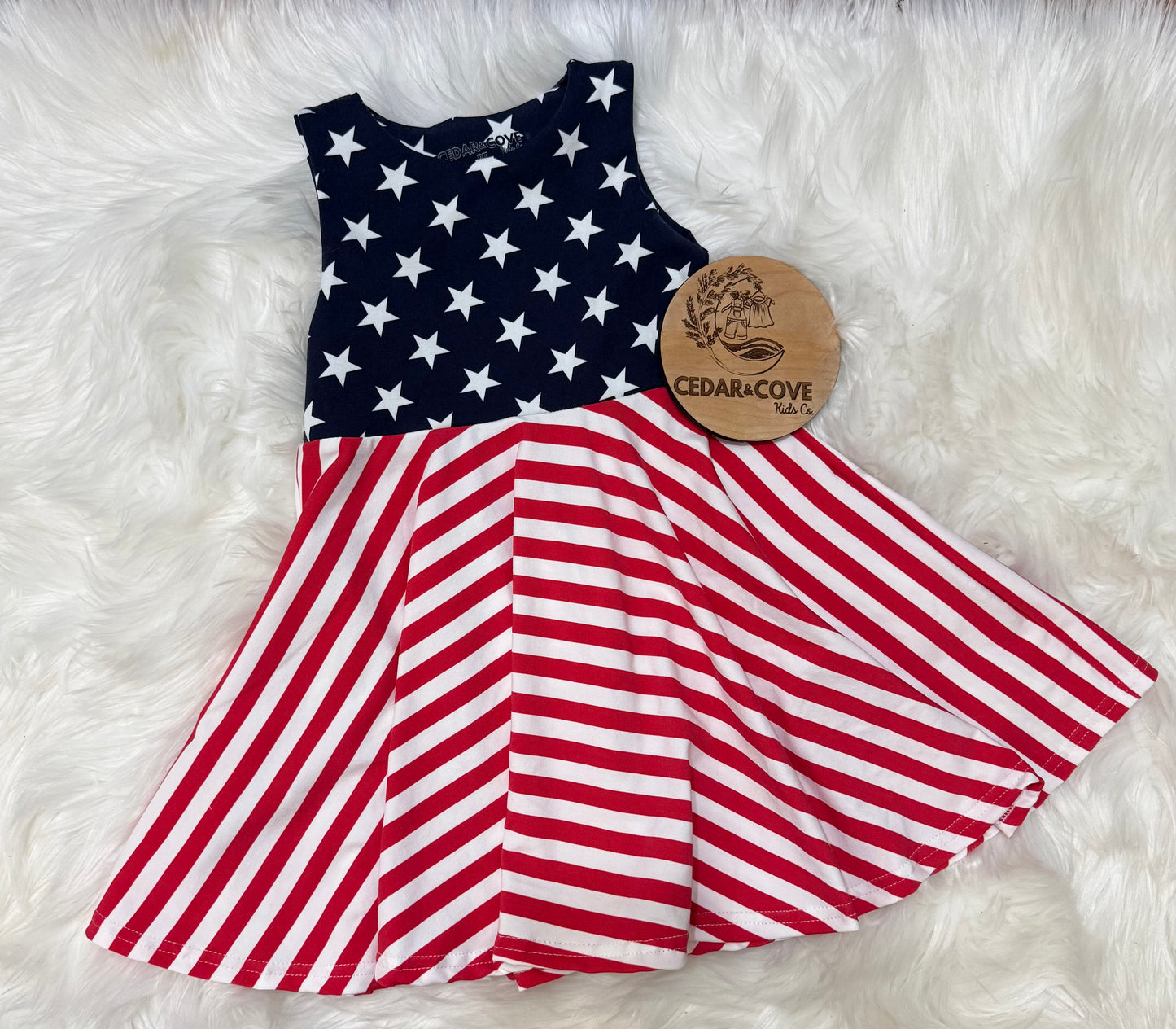 Patriotic Stars & Stripes twirl dress (12-18M, 18-24M, 2T & 3T Only)