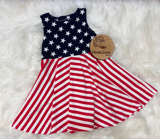 Patriotic Stars & Stripes twirl dress (12-18M, 18-24M, 2T & 3T Only)