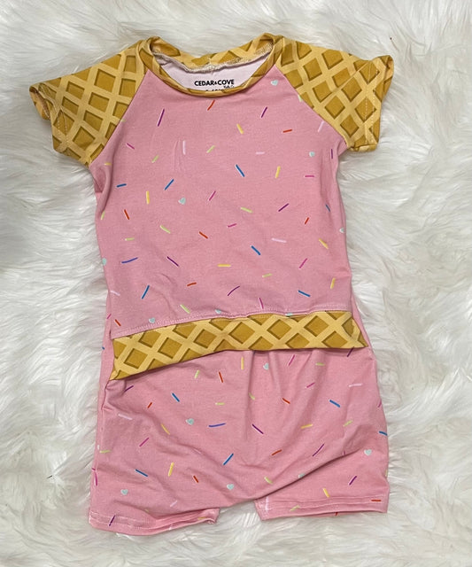 Pink sprinkle ice cream romper