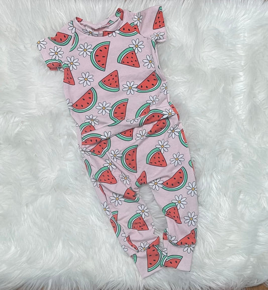 Watermelon bamboo envelope romper