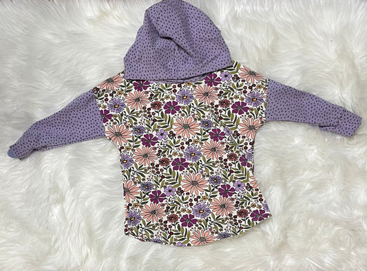 Purple floral hooded dolman