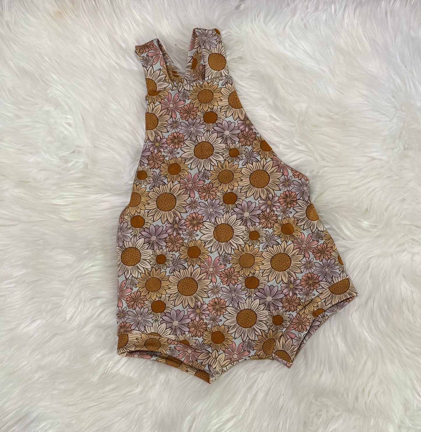 Mint Sunflower bamboo overall romper