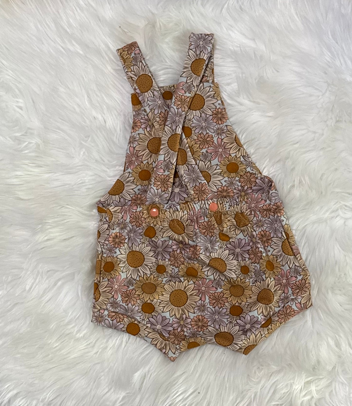 Mint Sunflower bamboo overall romper