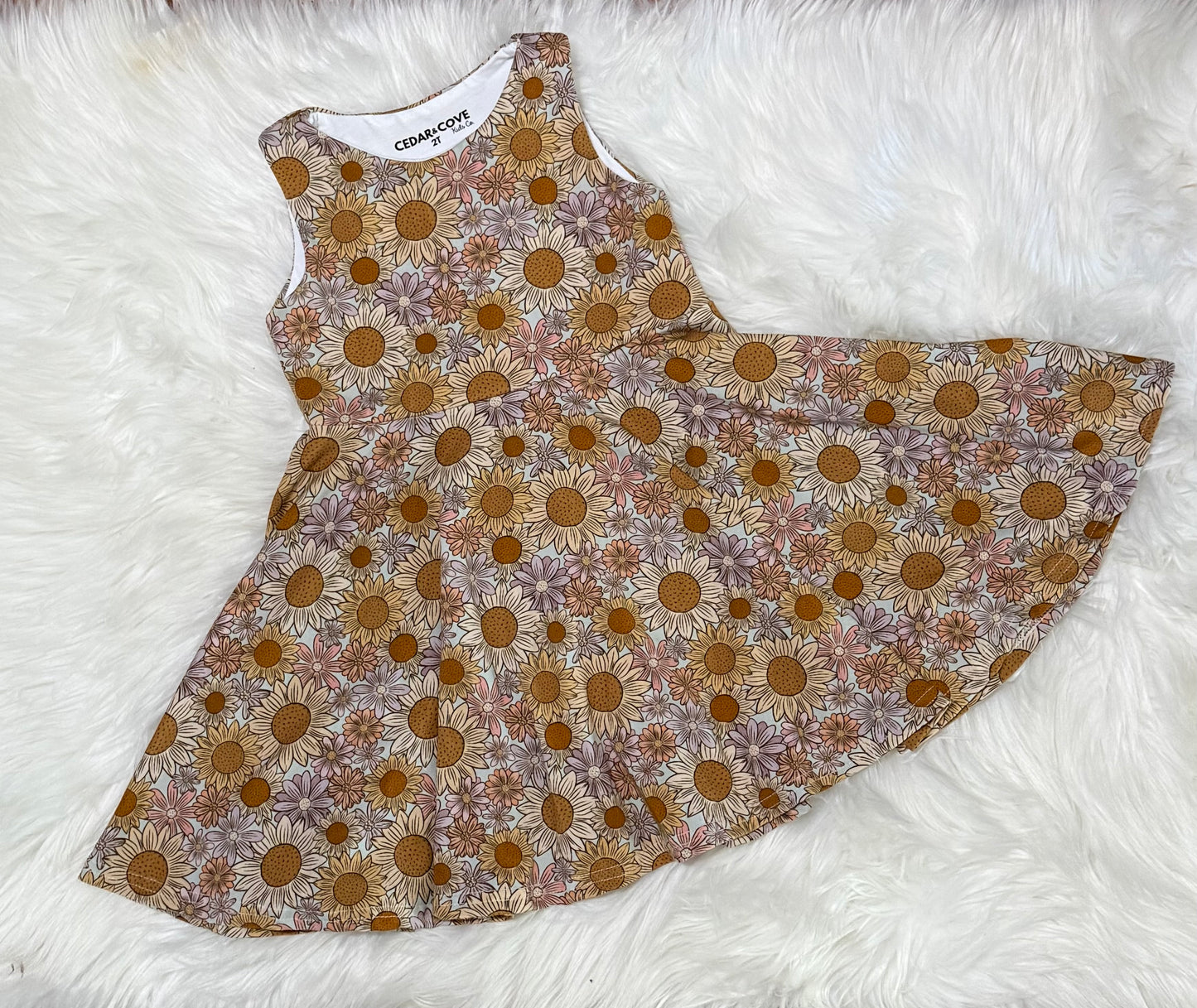 Mint Sunflower twirl dress