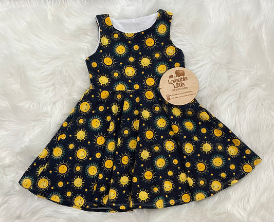 Navy blue sunshine twirl dress cotton/spandex